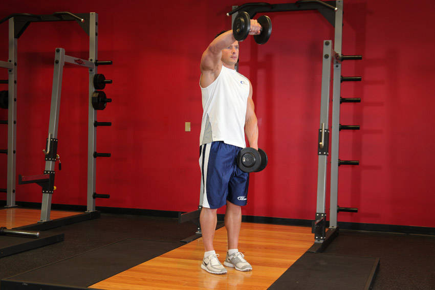 Front Dumbbell Raise end ki position