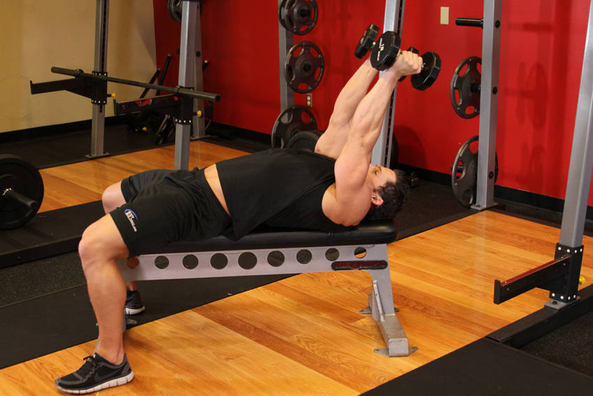 Lying Dumbbell Triceps Extension end ki position